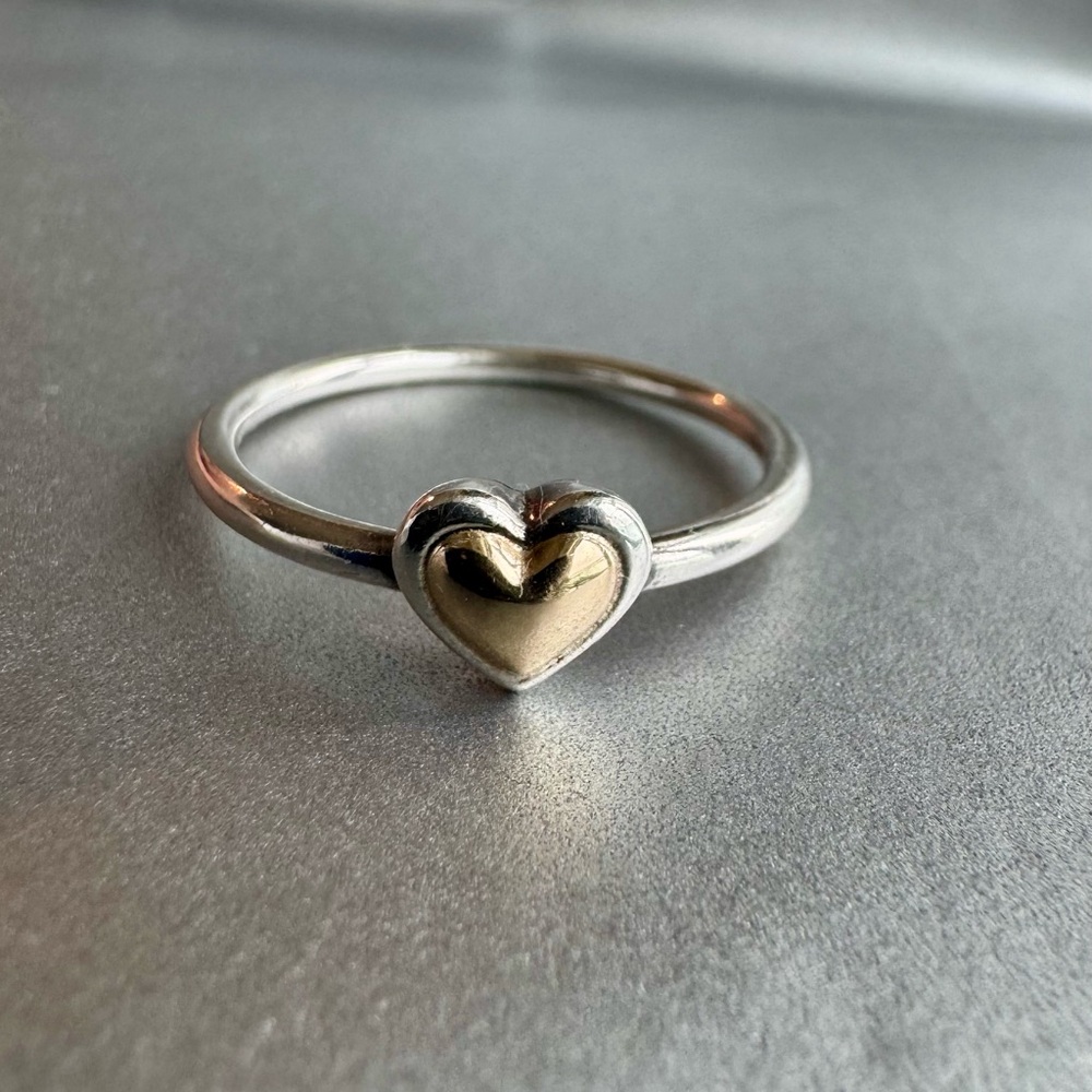 Silver Heart Ring with Gold Accent